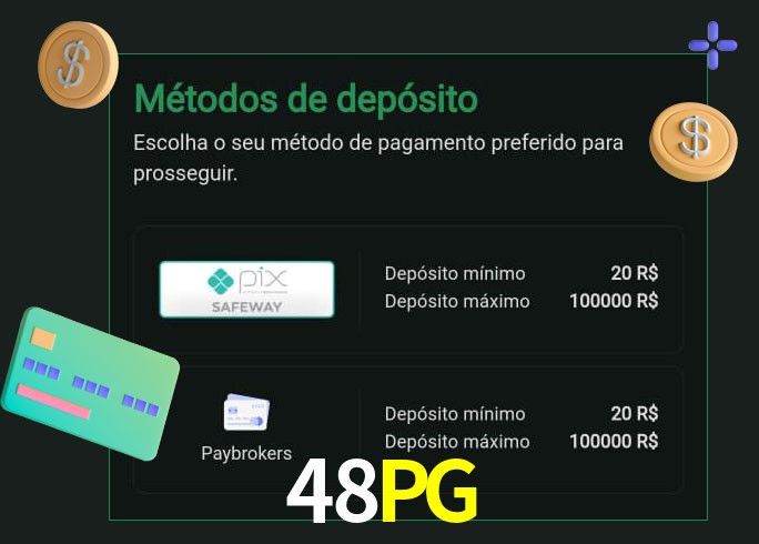 O cassino 48PGbet oferece uma grande variedade de métodos de pagamento